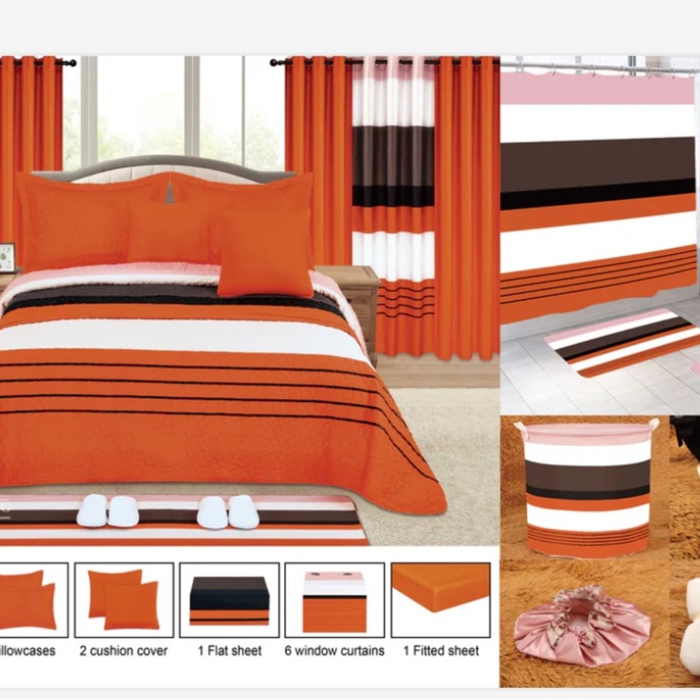 25 Pcs Bedspread With Matching Curtains & Bath Decor - Picture 2 of 5